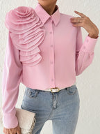 Elegant Long Sleeve Blouse with Floral Fashion Junki