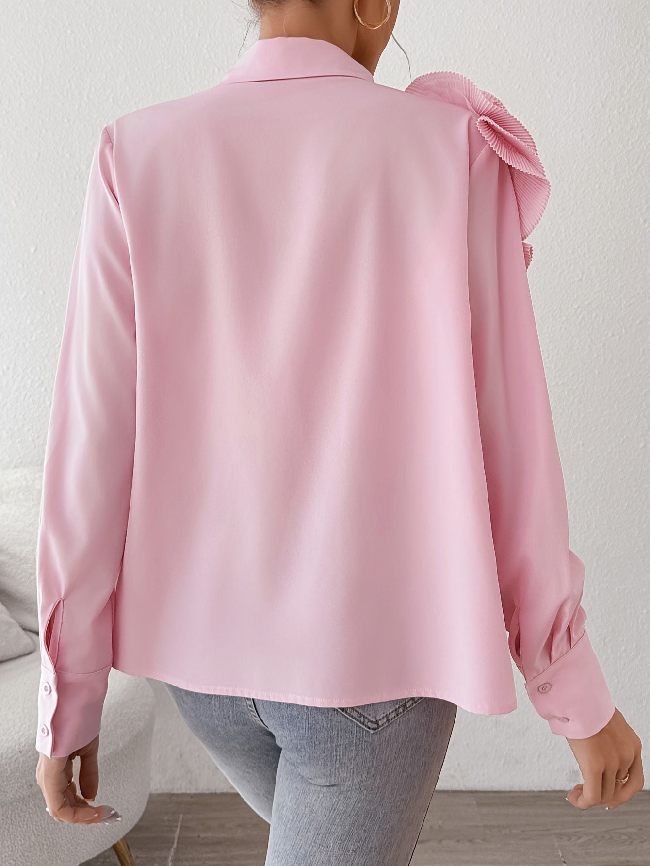 Elegant Long Sleeve Blouse with Floral Fashion Junki