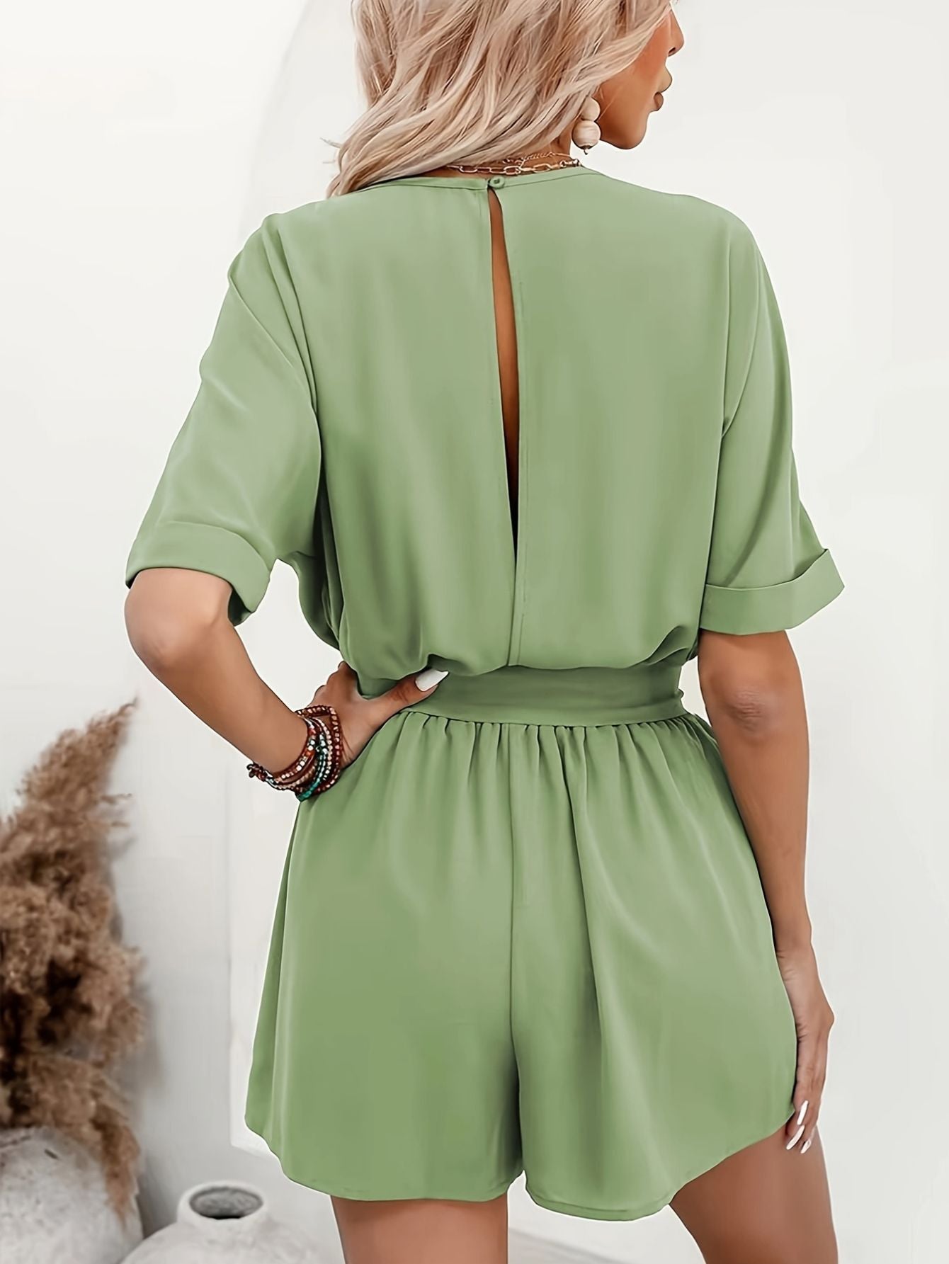 Olive Green Jumpsuit with Belt Fashion Junki