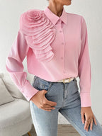 Elegant Long Sleeve Blouse with Floral Fashion Junki