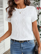 Casual Jacquard T-Shirt with Stretch Fashion Junki