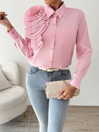 Elegant Long Sleeve Blouse with Floral Fashion Junki