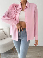 Elegant Long Sleeve Blouse with Floral Fashion Junki