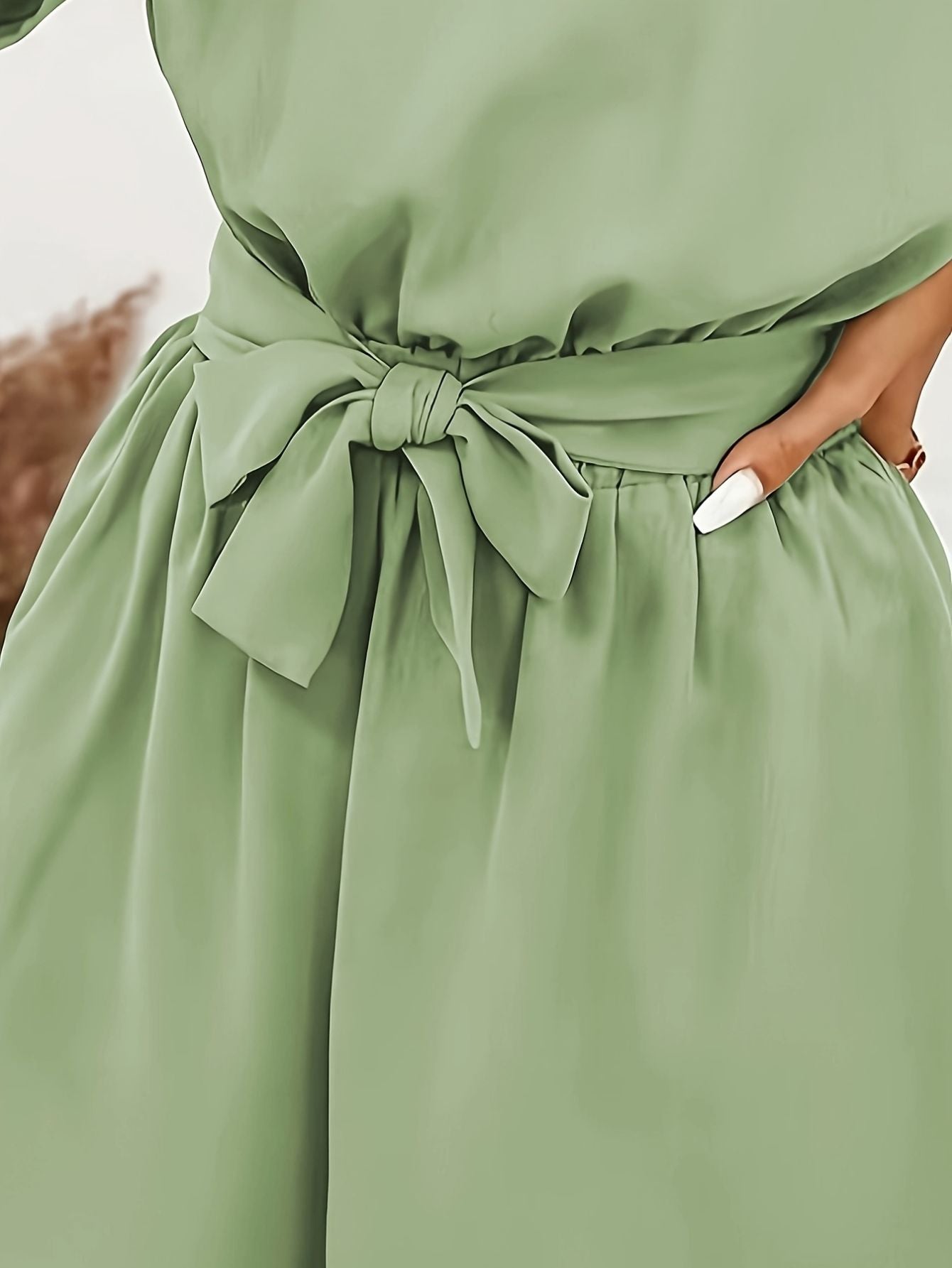 Olive Green Jumpsuit with Belt Fashion Junki