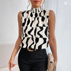 Irregular High Neck Sleeveless Top