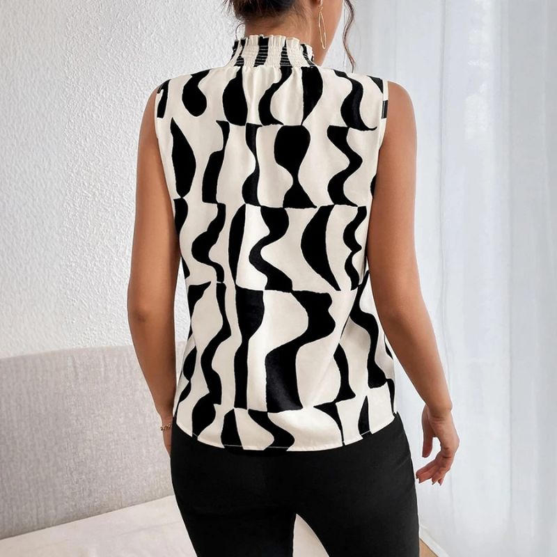 Irregular High Neck Sleeveless Top