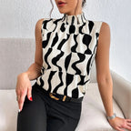 Irregular High Neck Sleeveless Top