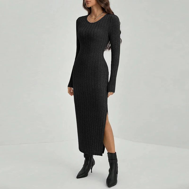Slim Fit Wrapped Dress – Side Slit Detail