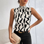 Irregular High Neck Sleeveless Top