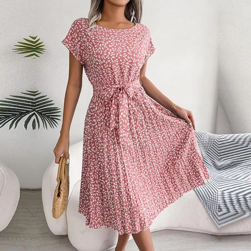 Floral Pleated  A-Line Dress