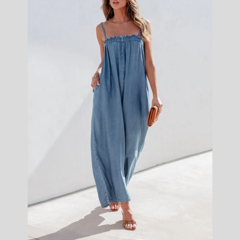 Women's Denim Wide Leg Jumpsuit