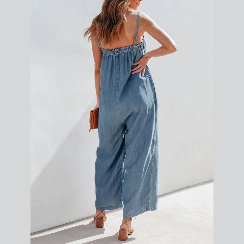 Women's Denim Wide Leg Jumpsuit