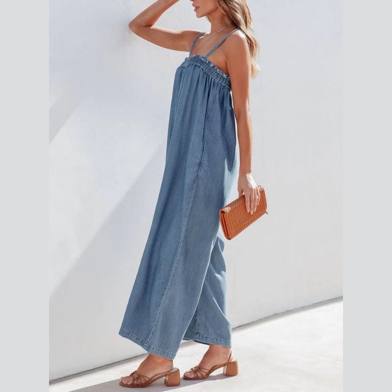 Women's Denim Wide Leg Jumpsuit