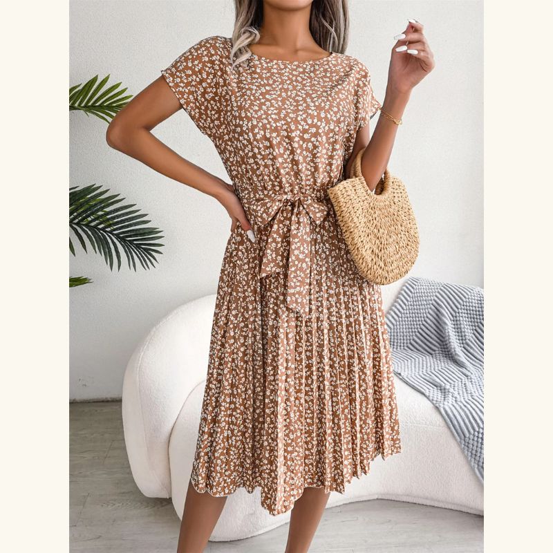 Floral Pleated  A-Line Dress