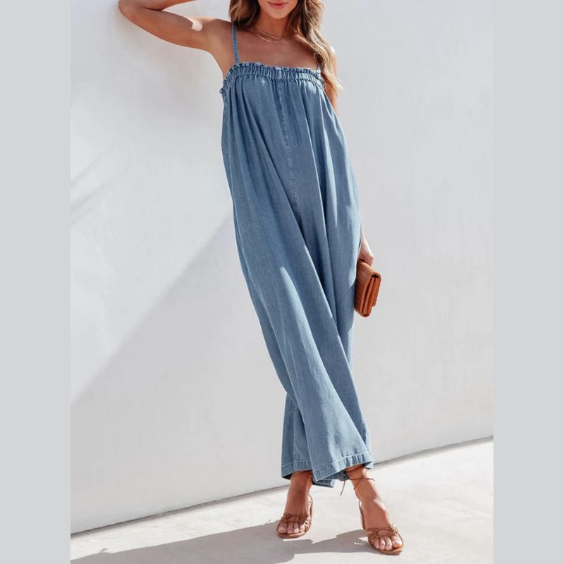 Women's Denim Wide Leg Jumpsuit