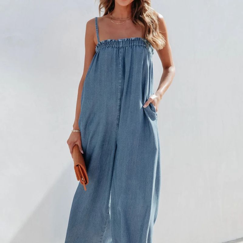 Women's Denim Wide Leg Jumpsuit