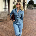 Denim Long Sleeve Jumpsuit