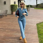 Denim Long Sleeve Jumpsuit